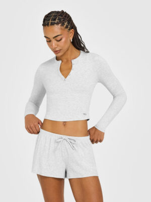 AT HOME NIGHT BUTTON DOWN LONG SLEEVE TOP