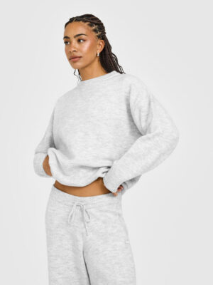 OVERSIZED KNIT CREW NECK SWEATSHIRT