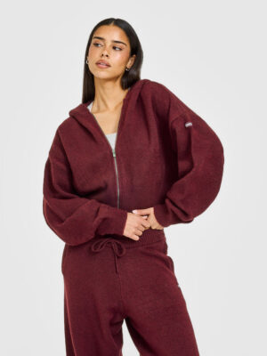 OVERSIZED KNIT ZIP THROUGH MID HOODIE