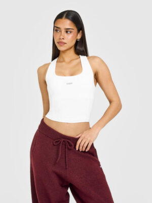 MELLOW RIB ONER EMBROIDERED SQUARE NECK MID VEST WITH BUILT IN BRA SHELF