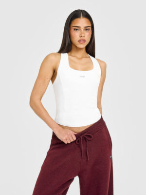 MELLOW RIB ONER EMBROIDERED SQUARE NECK VEST WITH BUILT IN BRA SHELF