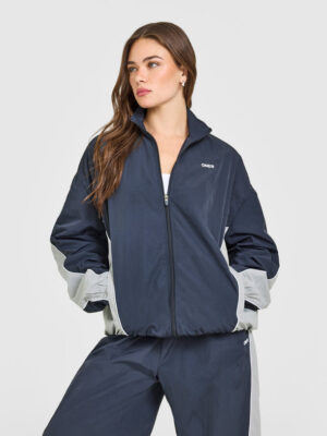 OVERSIZED PIPED WOVEN TRACK JACKET