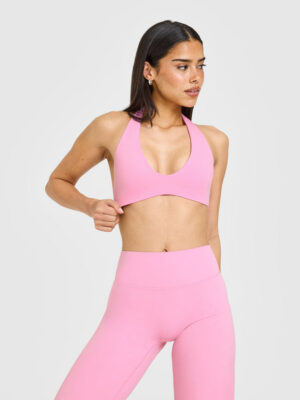 SOFTMOTION MINIMAL HALTER NECK BRALETTE WITH WHITE LOGO