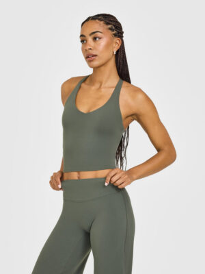 SOFTMOTION RACER BACK MID VEST WITH BUILT IN BRA SHELF WITH WHITE LOGO