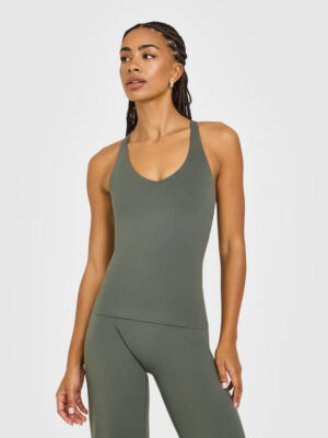 SOFTMOTION RACER BACK VEST WITH BUILT IN BRA SHELF WITH WHITE LOGO