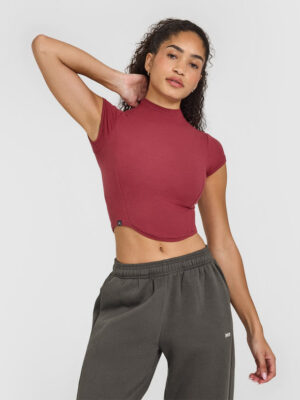 MELLOW RIB MID MOCK NECK T-SHIRT