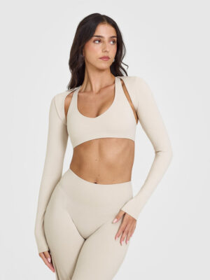 SOFTMOTION LONG SLEEVE SHRUG WITH WHITE LOGO