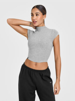 MELLOW RIB MID MOCK NECK T-SHIRT