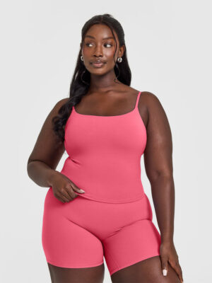SOFTMOTION STRAPPY MID TANK TOP WITH BUILT IN BRA SHELF WITH WHITE LOGO