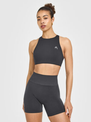 EASYLIFT HIGH NECK SPORTS BRA WITH WHITE LOGO
