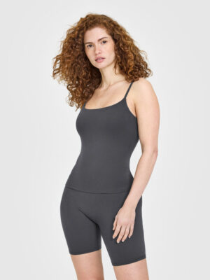 SOFTMOTION STRAPPY TANK TOP WITH BUILT IN BRA SHELF WITH WHITE LOGO