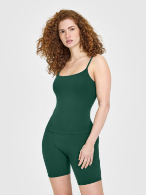 SOFTMOTION STRAPPY TANK TOP WITH BUILT IN BRA SHELF WITH WHITE LOGO