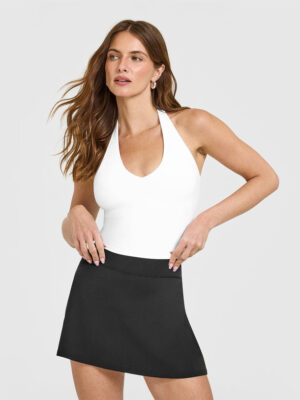 SOFTMOTION HALTER NECK MID TANK TOP WITH BUILT IN BRA SHELF