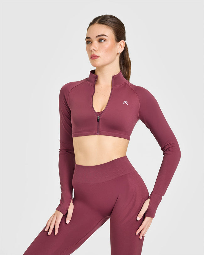 ENHANCELIFT SEAMLESS CROP JACKET WITH WHITE LOGO