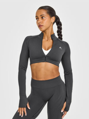 ENHANCELIFT SEAMLESS CROP JACKET WITH WHITE LOGO
