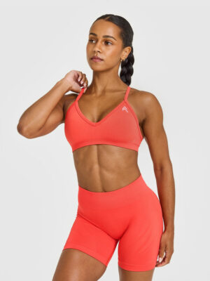 ENHANCELIFT SEAMLESS STRAPPY SPORTS BRA WITH WHITE LOGO