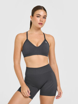ENHANCELIFT SEAMLESS STRAPPY SPORTS BRA WITH WHITE LOGO