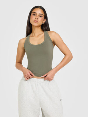 COTTON FITTED VEST WITH GREY LOGO