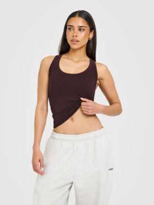 COTTON FITTED VEST WITH GREY LOGO