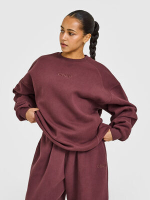 FOUNDATIONS OVERSIZED CREW NECK SWEATSHIRT WITH ONER EMBROIDERY