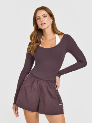 MELLOW RIB V NECK MID LONG SLEEVE TOP