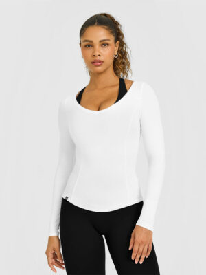 MELLOW RIB V NECK LONG SLEEVE TOP