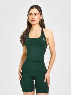 TIMELESS SQUARE NECK MID TANK TOP WITH WHITE LOGO