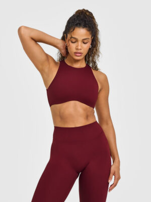 SOFTMOTION HIGH NECK SPORTS BRA WITH WHITE LOGO