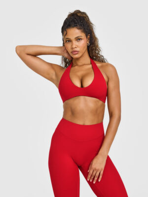 SOFTMOTION MINIMAL HALTER NECK BRALETTE WITH WHITE LOGO
